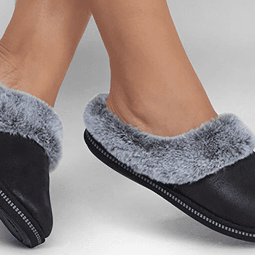 SkechersLadiesFurSlippers 167625 Black 1