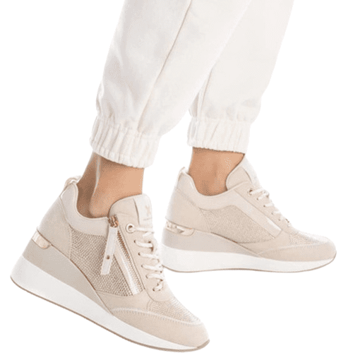 XTILadiesWedgeTrainers 142957 Beige 3